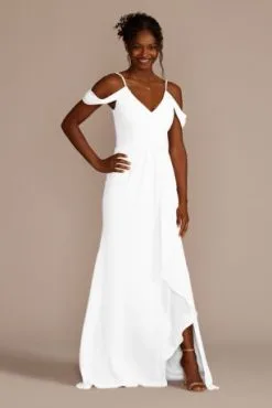 Cascading Off-the-Shoulder Bridesmaid Dress