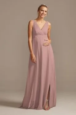 Pleated Tank Chiffon Maternity Bridesmaid Dress