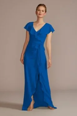Chiffon High-Low Ruffle Bridesmaid Dress