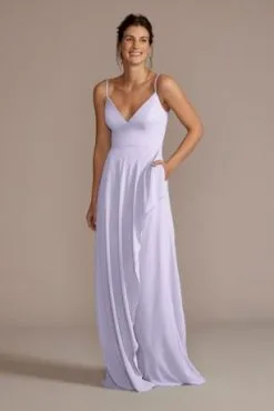 Chiffon V-Neck Cascade Skirt Bridesmaid Dress