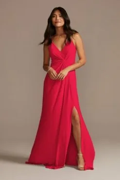 Jersey A-Line Bridesmaid Dress With Knot Detail