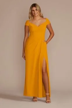 Chiffon Cap Sleeve Tie Back Bridesmaid Dress