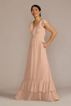 Chiffon Ruffle Boho Bridesmaid Dress