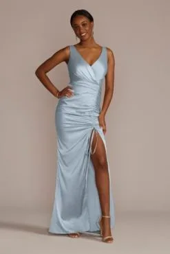 Stretch Charmeuse Drawstring Bridesmaid Dress