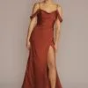 Charmeuse Cowl Bridesmaid Dress With Swag Sleeves