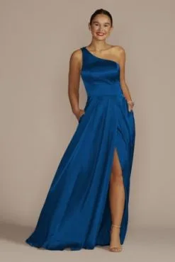 One-Shoulder Draped Charmeuse Bridesmaid Dress