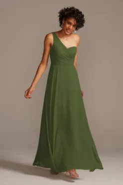 Full Skirt Bridesmaid Dress With One Shoulder