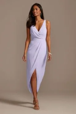 Tank Draped Chiffon Tulip Hem Bridesmaid Dress