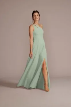 Chiffon One-Shoulder Cutout Bridesmaid Dress