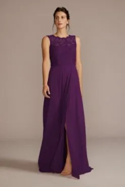 Stretch Lace Chiffon Sleeveless Bridesmaid Dress