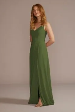 Chiffon Spaghetti Strap Bridesmaid Dress