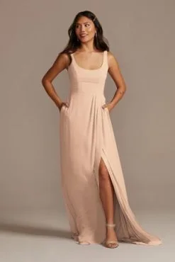 Chiffon Tank Scoop Neck Bridesmaid Dress