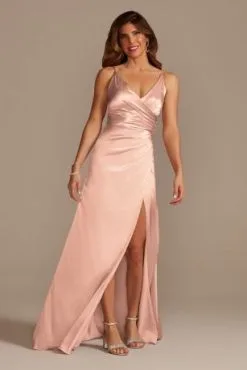 Charmeuse Draped Strappy Bridesmaid Dress