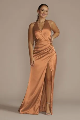 Charmeuse Halter Bridesmaid Dress