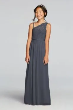 Long Mesh Skirt With Lace Bodice Dress