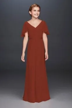 Flutter Crinkle Chiffon Junior Bridesmaid Dress