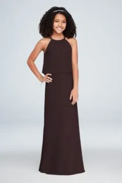 Flounced Crinkle Chiffon Junior Bridesmaid Dress