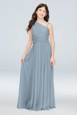 One Shoulder Mesh Junior Bridesmaid Dress