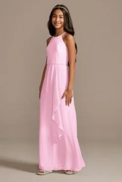 High Neck Chiffon Junior Bridesmaid Dress