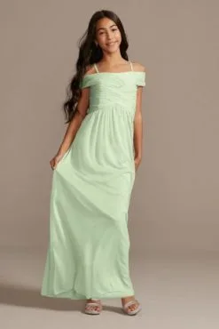 Crisscross Off-Shoulder Junior Bridesmaid Dress