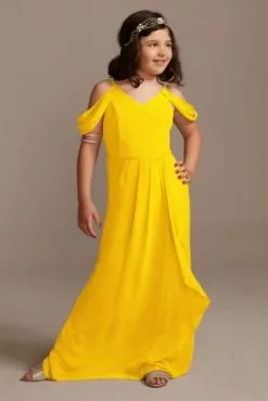 Off Shoulder Junior Bridesmaid Dress With Cascade