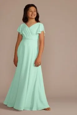Flutter Sleeve Full Skirt Junior Bridesmaid Dress