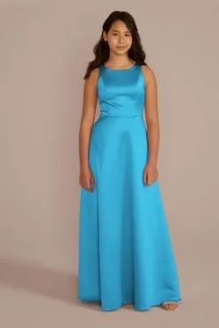 Sleeveless Satin A-Line Junior Bridesmaid Dress