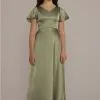 Charmeuse Flutter Sleeve Junior Bridesmaid Dress
