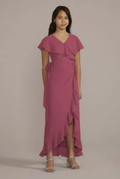 Chiffon High-Low Ruffle Junior Bridesmaid Dress