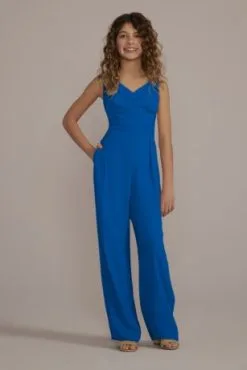 Junior Bridesmaid Tie-Back Chiffon Jumpsuit