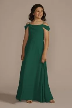 Chiffon Swag Sleeve Junior Bridesmaid Dress