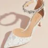 Lace D'Orsay Heels With Crystal Ankle Strap