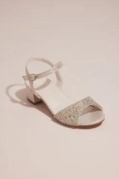 Girls Pearl Beaded Metallic Low-Heel Sandals
