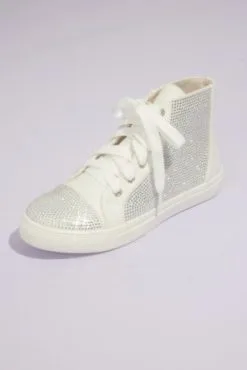 Rhinestone High Top Flower Girl Sneakers