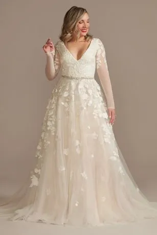 Illusion Long Sleeve Wedding Dress