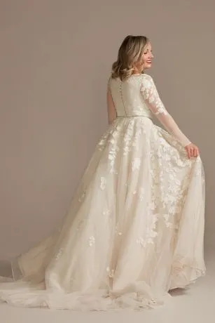 Illusion Long Sleeve Wedding Dress - Image 2