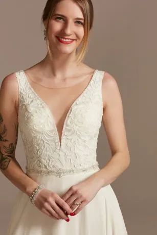 Applique Illusion Chiffon Wedding Dress - Image 3