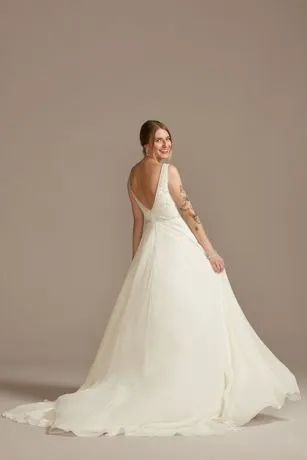 Applique Illusion Chiffon Wedding Dress - Image 2