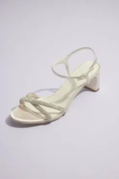Crystal Embellished Cross Strap Block Heel Sandals