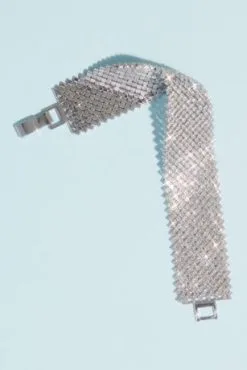 Statement Cuff With Rhinestone Mesh