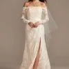 Large Floral Lace Long Sleeve Wedding Dress