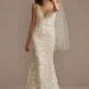 3D Leaves Applique Lace Wedding Dress