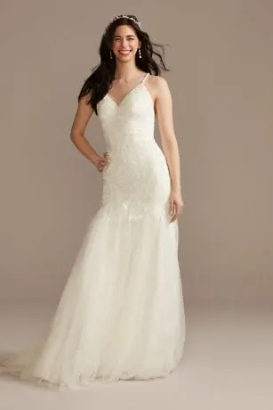 Beaded Spaghetti Strap Wedding Dress