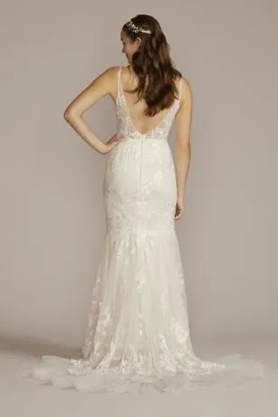 Beaded Lace Mermaid Wedding Gown With Ruffle Hem - Image 2