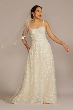 Embroidered Lace A-Line Wedding Dress