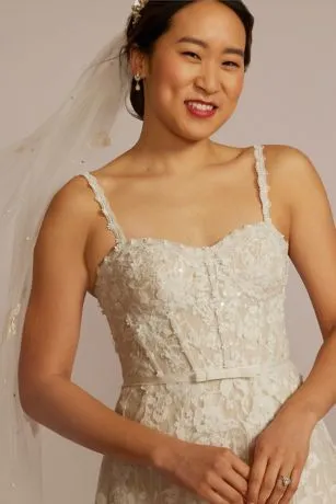 Embroidered Lace A-Line Wedding Dress - Image 3