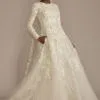 Beaded Lace Long Sleeve Modest Wedding Dress