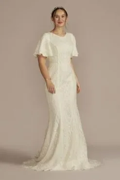 High Neck Lace Embellished Modest Wedding Dress