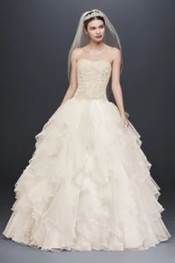 Petite Organza Ruffle Skirt Wedding Dress