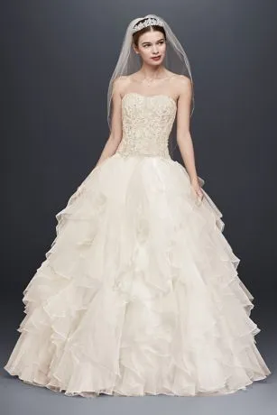 Petite Organza Ruffle Skirt Wedding Dress